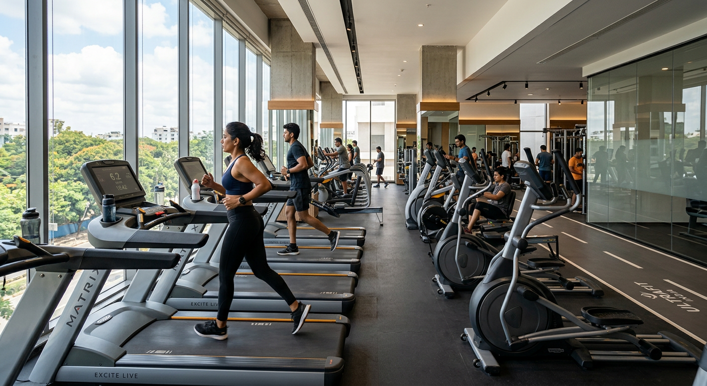 AR Fitness gym interior with cardio machines and equipment in Gaya, Bihar